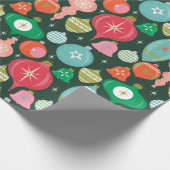 Weihnachts Retro Ornamente Grün Geschenkpapier (Ecke)