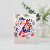 Weihnachts-Retro-Paar Feiertage Postkarte (Stehend Vorderseite)