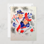 Weihnachts-Retro-Paar Feiertage Postkarte (Vorne/Hinten)