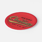 Weihnachts-Retro Pappteller (Schrägansicht)