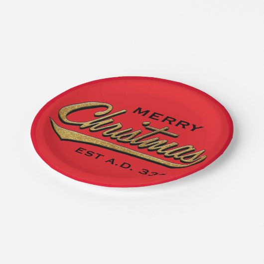 Weihnachts-Retro Pappteller (Schrägansicht)