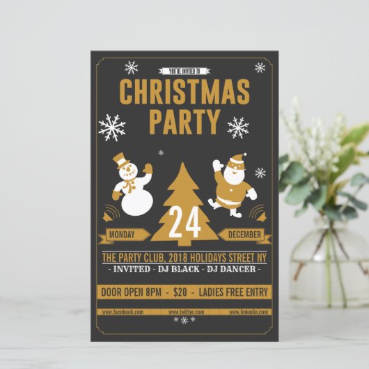 Weihnachts Retro Party Flyer (Stehend Vorderseite)