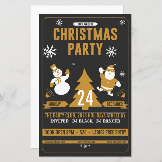 Weihnachts Retro Party Flyer (Vorne/Hinten)