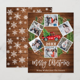 Weihnachts Retro Red Farm Truck 6 Fotokarte Postkarte