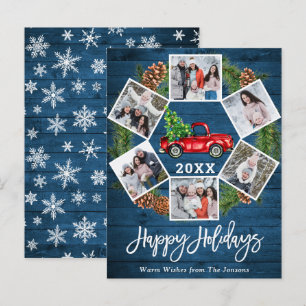 Weihnachts Retro Red Farm Truck Holiday Foto Card Postkarte