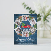 Weihnachts Retro Red Farm Truck Holiday Foto Card Postkarte (Stehend Vorderseite)