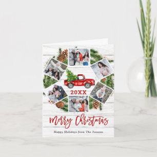 Weihnachts Retro Red Farm Truck Holiday FOTO Karte