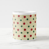 Weihnachts Retro Red Green Dots Muster Jumbo-Tasse (Vorderseite)