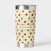 Weihnachts Retro Red Green Dots Muster Thermobecher (Links)