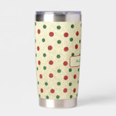 Weihnachts Retro Red Green Dots Muster Thermobecher (Vorderseite)