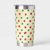 Weihnachts Retro Red Green Dots Muster Thermobecher (Rechts)