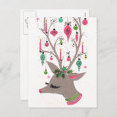 Weihnachts-Retro-Rentiere Weihnachtspostkarte Feiertagspostkarte (Vorne/Hinten)