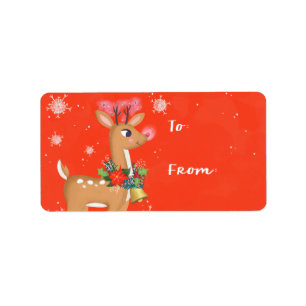 Weihnachts Retro Rudolph Reindeer Sticker Geschenk Adressaufkleber