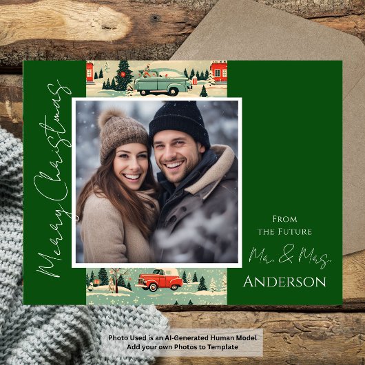 Weihnachts Retro Save the Date Postkarte