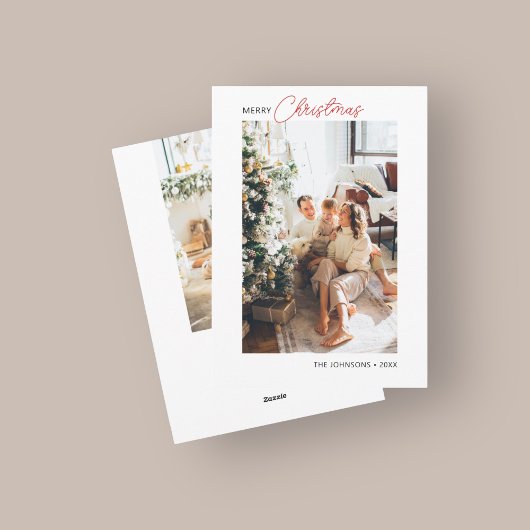 Weihnachts Retro Script Foto Weihnachtskarte Feiertagskarte