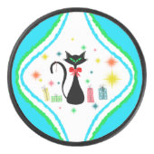 Weihnachts Retro Siamese Cat Eishockey Puck (Vorderseite)