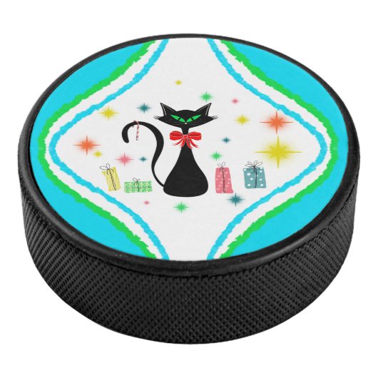 Weihnachts Retro Siamese Cat Eishockey Puck (3/4)