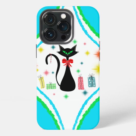 Weihnachts Retro Siamese Cat iPhone Hülle (Hinten)