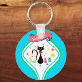 Weihnachts Retro Siamese Cat Personalize Name Schlüsselanhänger (Vorderseite)