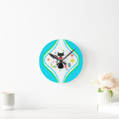 Weihnachts Retro Siamese Cat Runde Wanduhr (Zuhause)