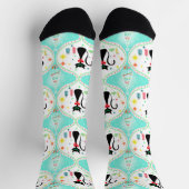 Weihnachts Retro Siamese Cat Socken (Oben)