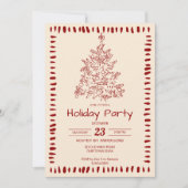 Weihnachts-Retro-Sketch Grand Millennium-Party Einladung (Vorderseite)