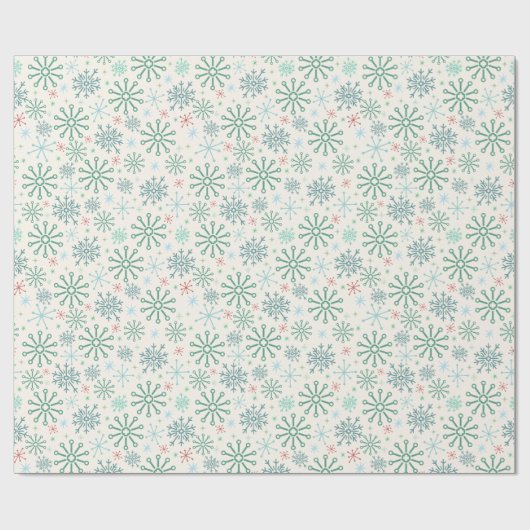 Weihnachts Retro Snowflakes Muster Creme oder Cust Geschenkpapier (Flach)