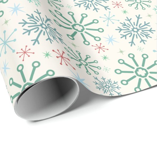 Weihnachts Retro Snowflakes Muster Creme oder Cust Geschenkpapier (Rolleneckpunkt)