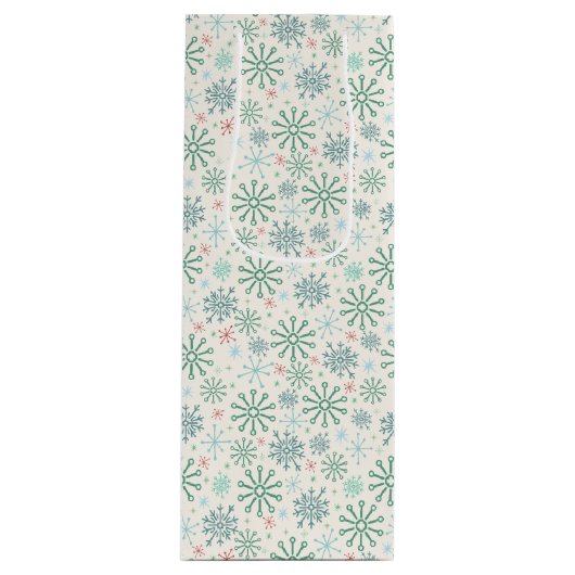 Weihnachts Retro Snowflakes Muster Creme oder Cust Geschenktüte Für Weinflaschen (Vorderseite)