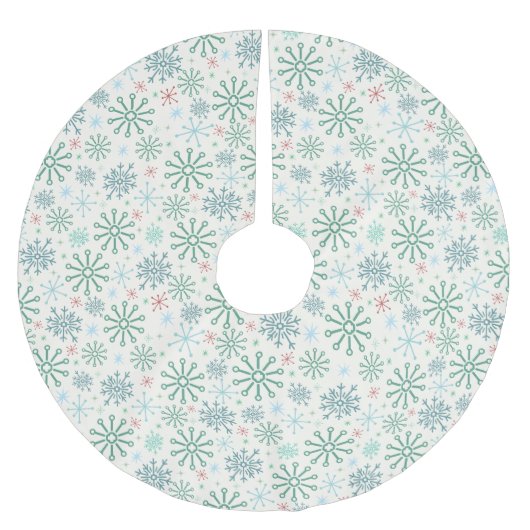 Weihnachts Retro Snowflakes Muster Creme oder Cust Polyester Weihnachtsbaumdecke (Vorderseite)