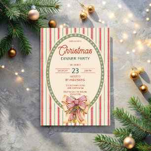 Weihnachts-Retro-Streifen Grandmilenial-Dinnerpart Einladung