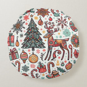 Weihnachts Retro Treppengeschenk Rundkissen Rundes Kissen