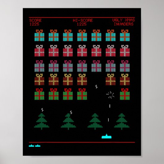 Weihnachts-Retro-Videospiel Poster (Vorne)
