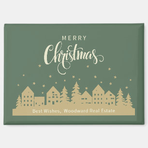 Weihnachts-Retrohäuser   Real Anwesen Personalisie Magnet