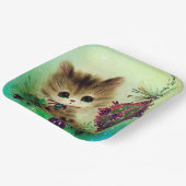 Weihnachts Retrokugel Katzenplatte Party Pappteller (Gewinkelt)