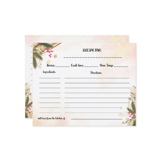 Weihnachts-Rezept-Card-Brautparty (Vorderseite/Rückseite Beispiel)