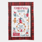 Weihnachts Rezept Festrot Kariert Geschirrtuch (Vertikal)