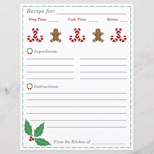 Weihnachts-Rezept-Karte (Vorderseite)