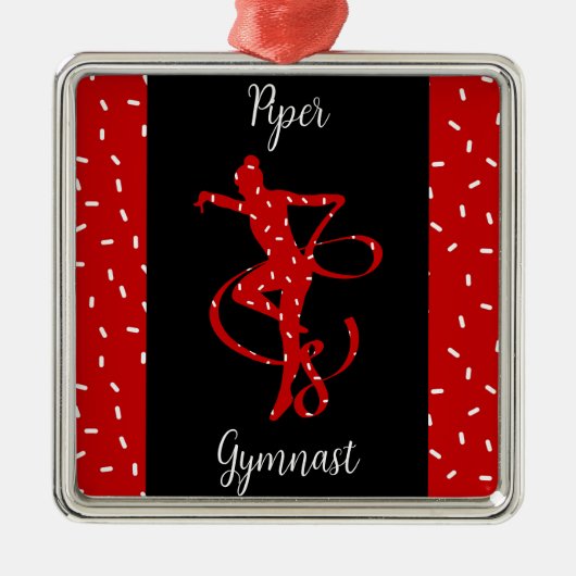 Weihnachts Rhythmische Gymnastik Red Candy Sprinkl Ornament Aus Metall (Vorne)