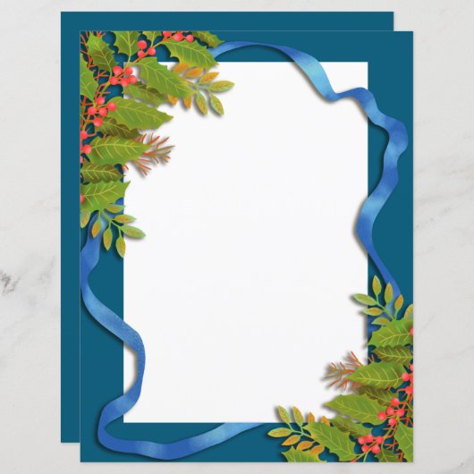Weihnachts-Ribbon Blue Stationspapier (Vorne/Hinten)
