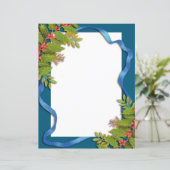 Weihnachts-Ribbon Blue Stationspapier (Stehend Vorderseite)