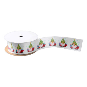 Weihnachts-Ribbon Niedliche Gnomes mit Geschenk Satinband