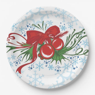 Weihnachts-Ribbons Ornamente Schneeflocken Pappteller