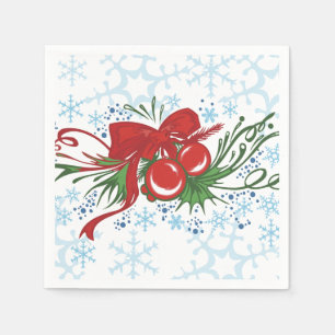 Weihnachts-Ribbons Ornamente Schneeflocken Serviette