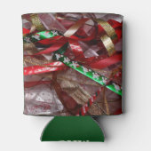Weihnachts-Ribbons Red Green und Gold Holiday Dosenkühler (Rückseite)