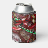 Weihnachts-Ribbons Red Green und Gold Holiday Dosenkühler (Kanne Rückseite)