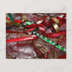 Weihnachts-Ribbons Red Green und Gold Holiday Feiertagspostkarte