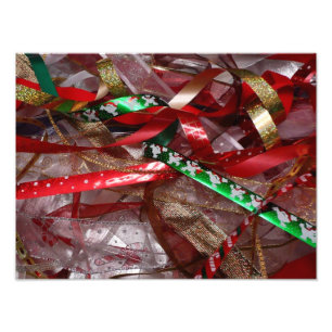 Weihnachts-Ribbons Red Green und Gold Holiday Fotodruck