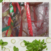 Weihnachts-Ribbons Red Green und Gold Holiday Geschirrtuch (Gefaltet)