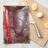 Weihnachts-Ribbons Red Green und Gold Holiday Geschirrtuch (Viertel Falte)